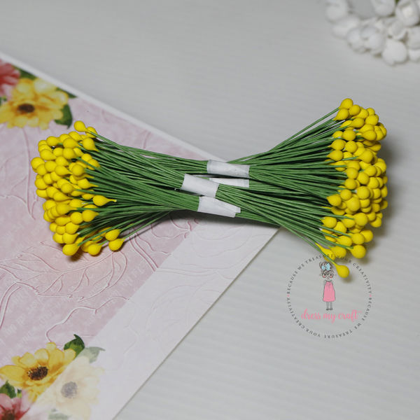 Drop Shape Wire Pollen #3 - Yellow