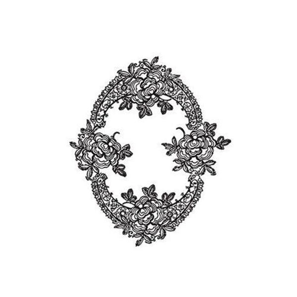 Black Roses Oval Lace - Glass Lace Transfer