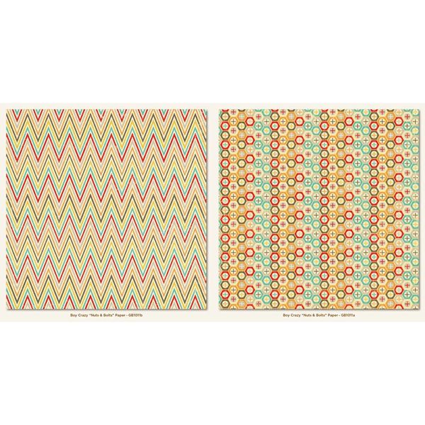 Nuts and Bolts - Boy Crazy Collection - 25 Pcs of 12" x 12" Paper