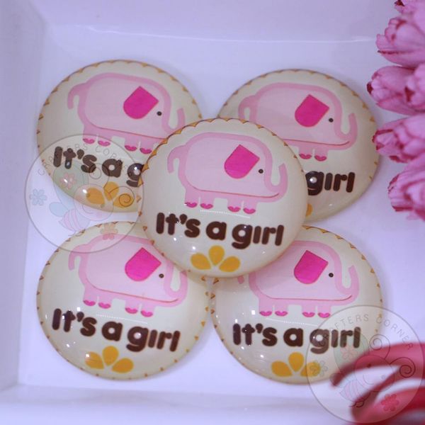 Round Glass Cabochon - It's a Girl