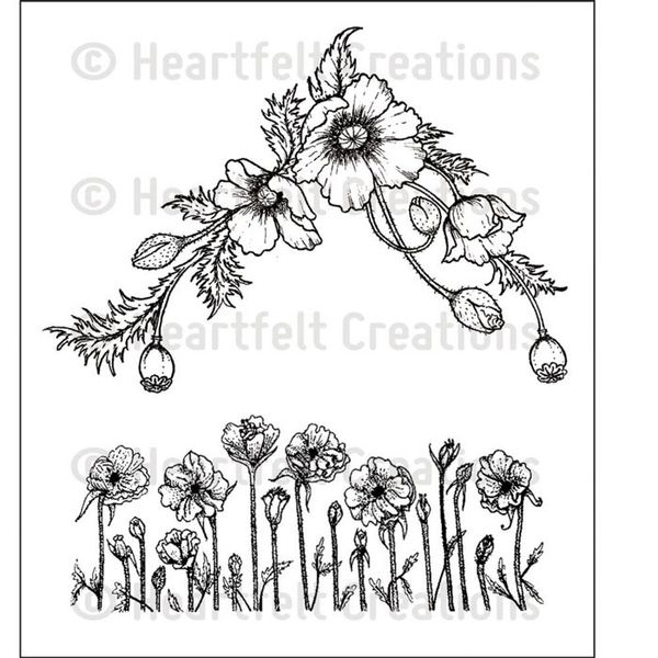 Poppy Corner & Border - Stamp