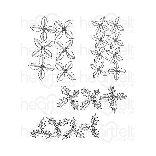 Poinsettia & Holly Clusters Cling - Stamp