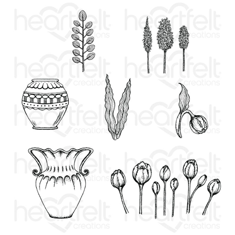 Tulip Vase & Fillers Cling Stamp Set