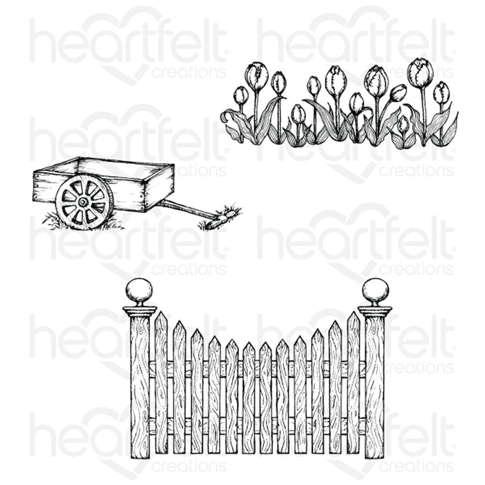 Tulip Cart & Fence Cling Stamp Set
