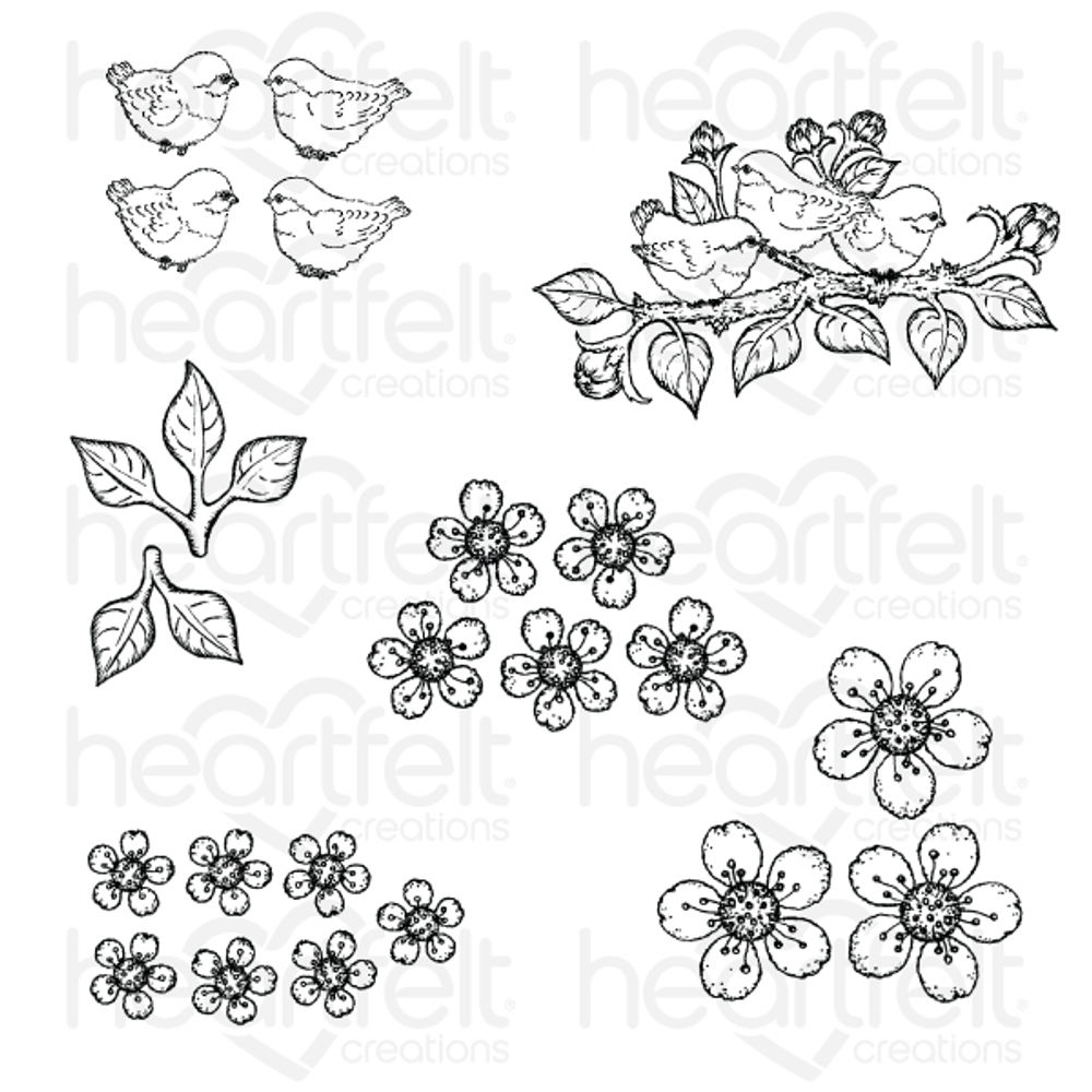 Tweet Cherry Blossoms Cling Stamp Set