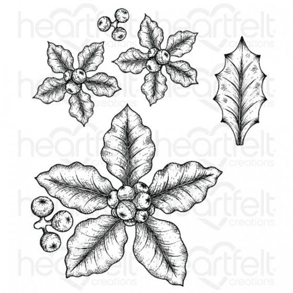 Large Festive Poinsettia Cling Stamp Set