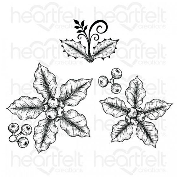 Small Festive Poinsettia Cling Stamp Set