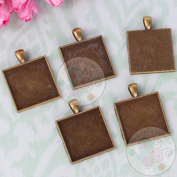 Antique Bronze Square Pendant