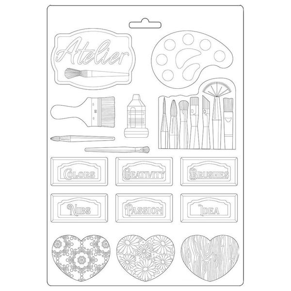 Tags, Atelier Des Arts-Stamperia Soft Maxi Mould 8.5" x 11.5"