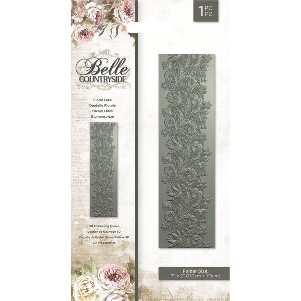 Floral Lace Crafter's Companion Belle Countryside Embossing Folder 7" x 2"