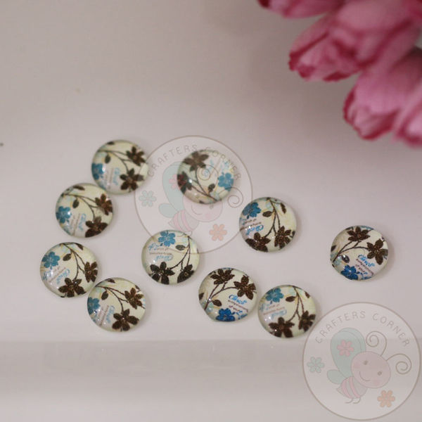 Mini Round Glass Cabochon - Sea Breeze