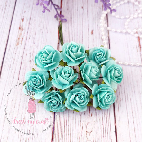 Micro Roses - Teal Blue