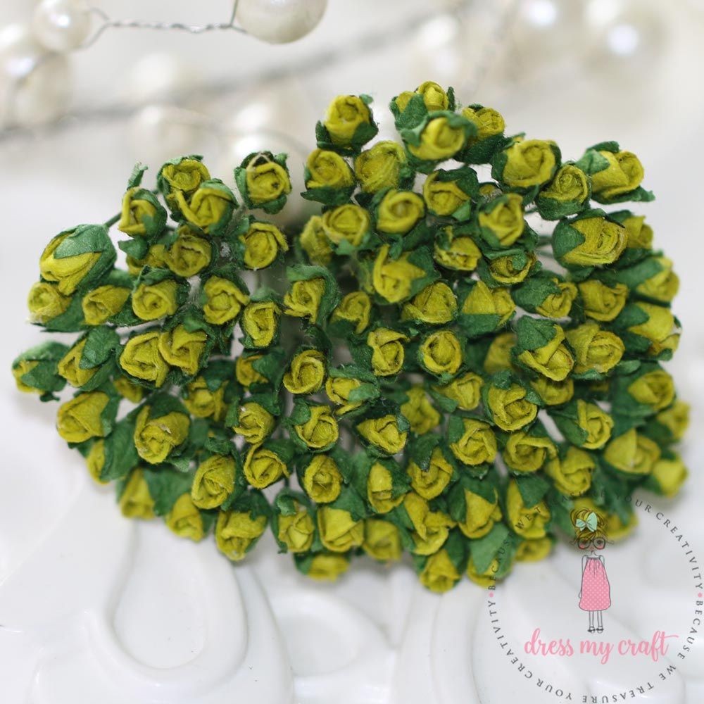 Micro Mini Rose Buds - Olive Green