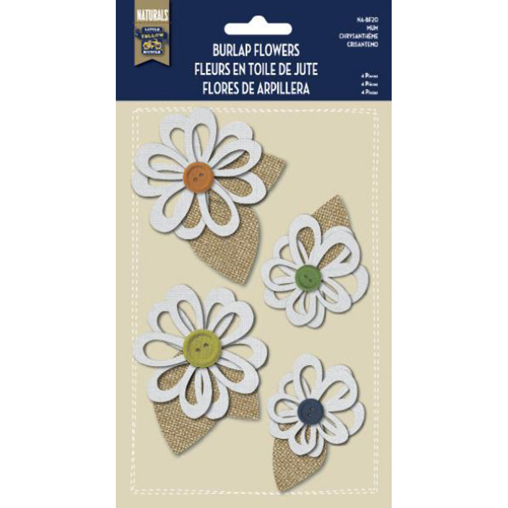 Burlap Stickers with Button Accents - Mum