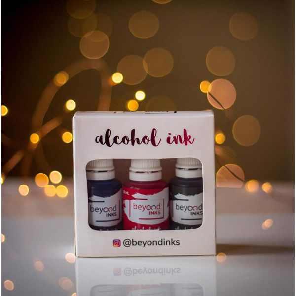 Alcohol Inks Pack 4(Sky, Strawberry, Jet Black)