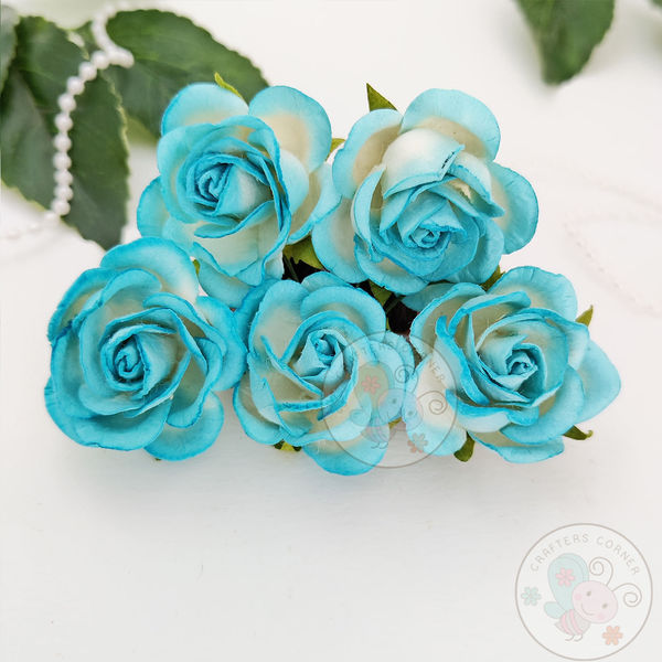 Curved Roses 35 MM - Aqua Blue Combo – CRAFTERS CORNER