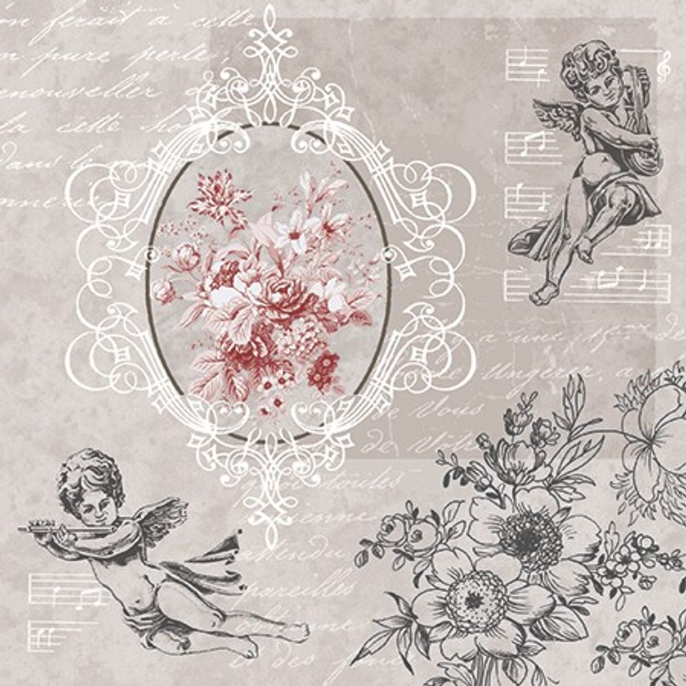 Napkin - Angels Among Flowers (Decoupage Napkin)