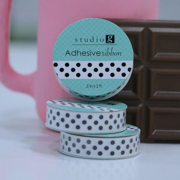 Black / White Dot - Adhesive Ribbon