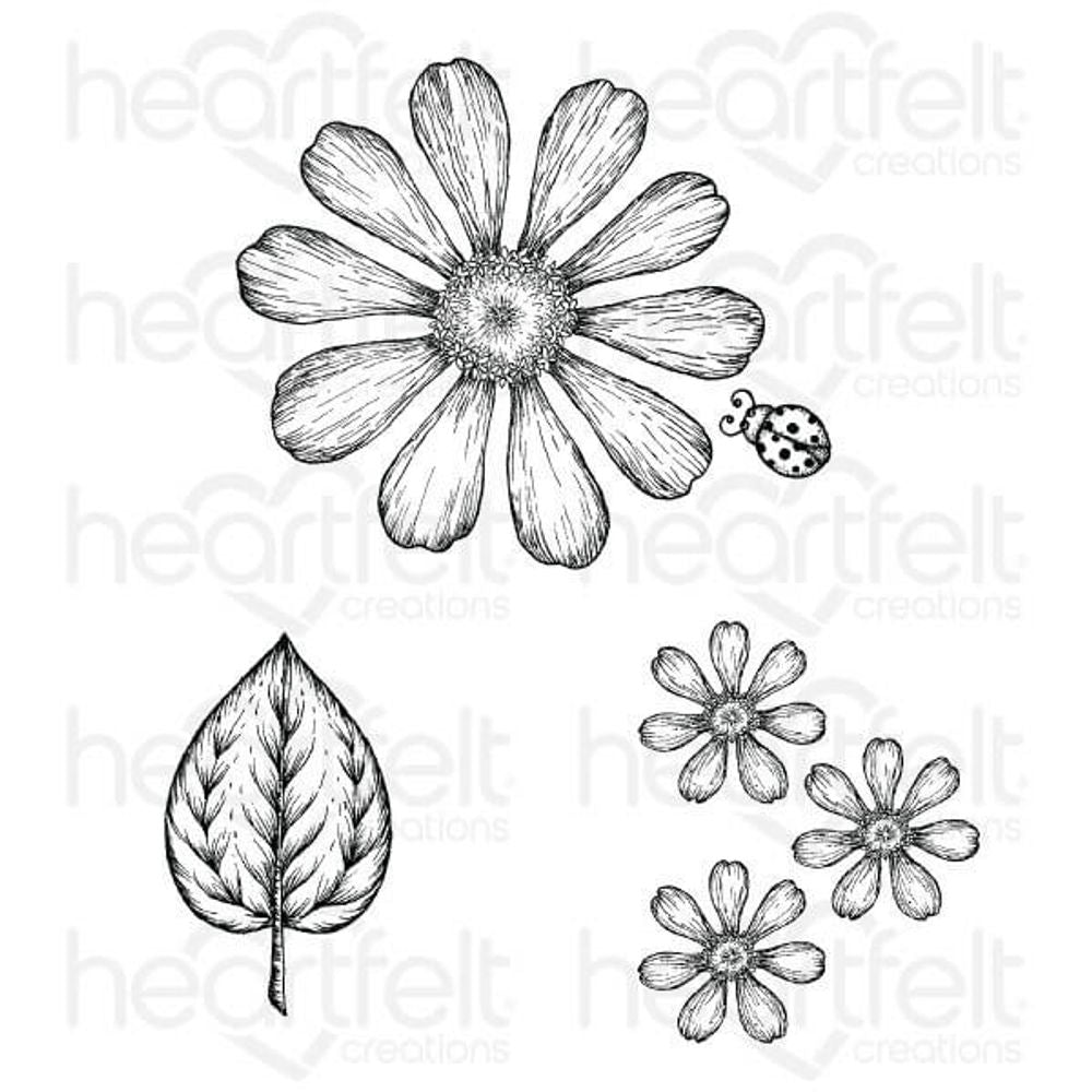 Large Garden Zinnia Cling Stamp Set