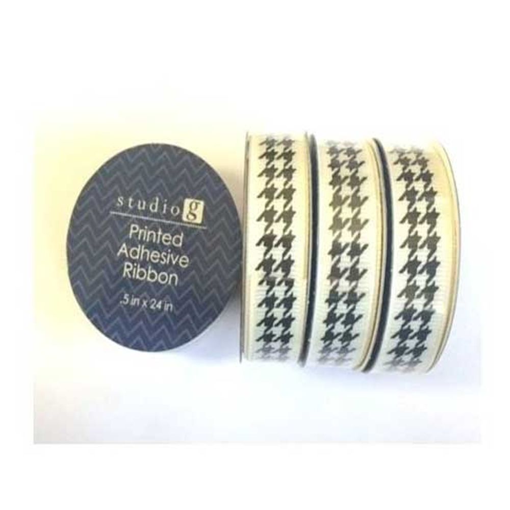 Printed Ribbon Black & White Pattern - Studio G Adhesive